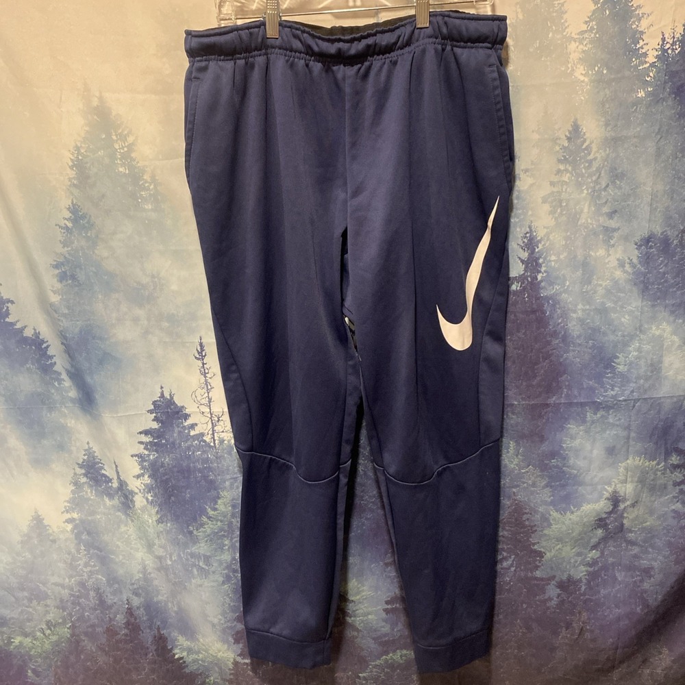Nike Mens Training Therma Standard Fit Pants Swoosh Joggers Blue XL